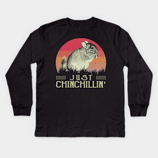 Sleek and Snuggly Chinchilla Elegance, Just Chinchillin' Tee Kids Long Sleeve T-Shirt